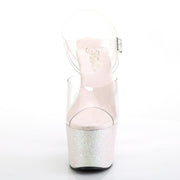 ADORE-708HMG Clear/Opal Multi Glitter Platform Sandal Pleaser US Size (Women's): 5