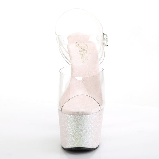 ADORE-708HMG Clear/Opal Multi Glitter Platform Sandal Pleaser US Size (Women's): 5
