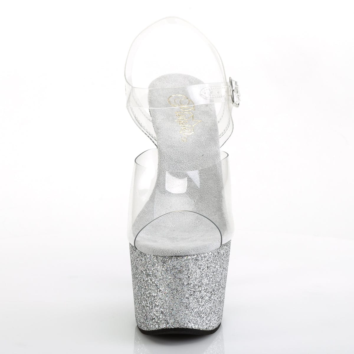 ADORE-708HMG Clear/Silver Multi Glitter Platform Sandal Pleaser US Size (Women's): 5