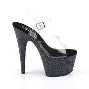 ADORE-708LG Clear/Black Multi Glitter Platform Sandal Pleaser US Size (Women's): 5