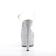 ADORE-708LG Clear/Silver Multi Glitter Platform Sandal Pleaser US Size (Women's): 5
