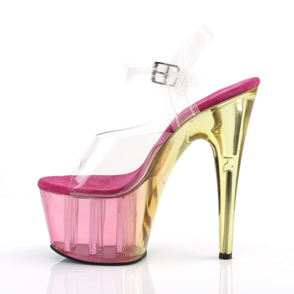 ADORE-708MCT Clear/Pink Tinted Platform Sandal Pleaser