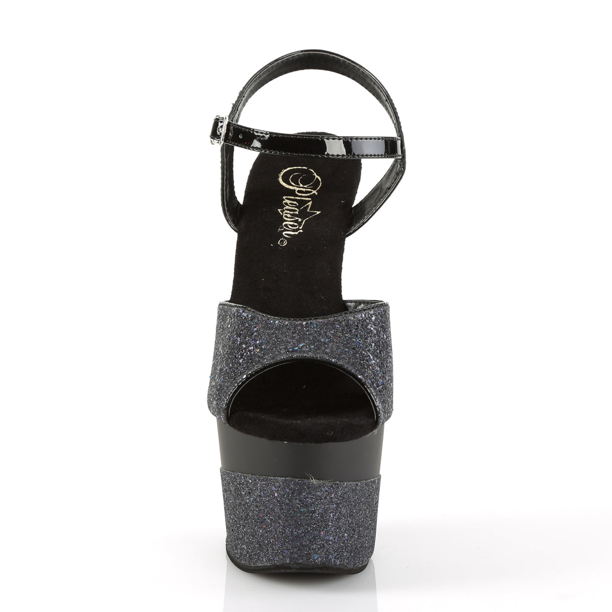 ADORE-709-2G Black Multi Glitter/Black Multi Glitter Platform Sandal Pleaser