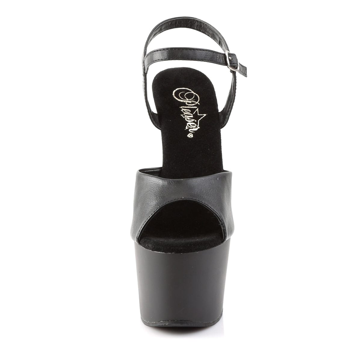 ADORE-709 Black Faux Leather/Black Matte Platform Sandal Pleaser US Size (Women's): 5