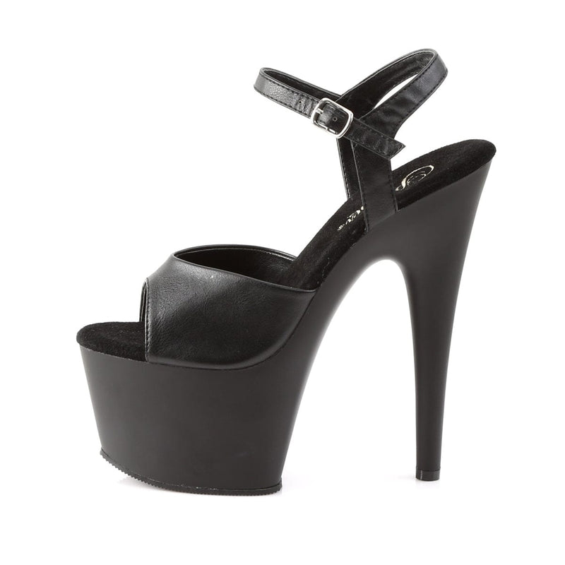 ADORE-709 Black Faux Leather/Black Matte Platform Sandal Pleaser US Size (Women's): 5