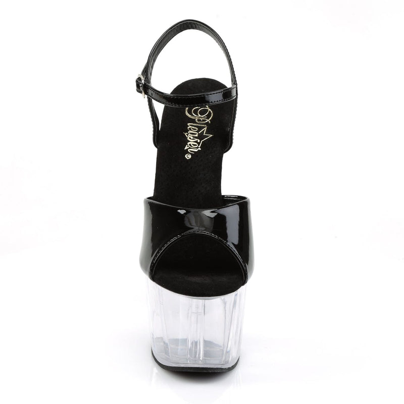 ADORE-709 Black Patent/ Clear Platform Sandal Pleaser US Size (Women's): 5