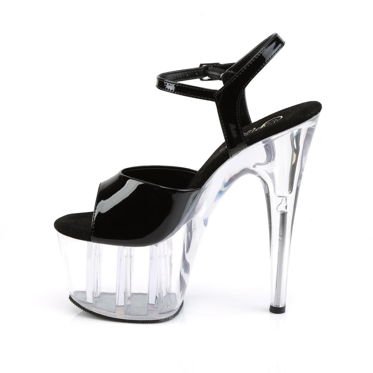 ADORE-709 Black Patent/ Clear Platform Sandal Pleaser