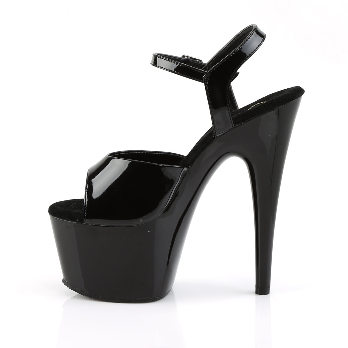 ADORE-709 Black Patent Platform Sandal Pleaser