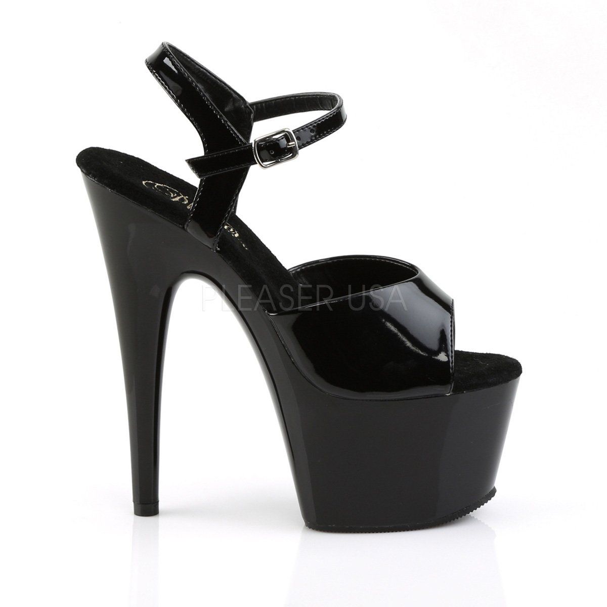 ADORE-709 Black Patent Platform Sandal Pleaser