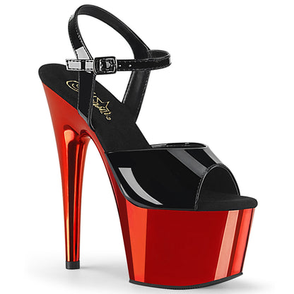 ADORE-709 Black Patent/Red Chrome Platform Sandal Pleaser