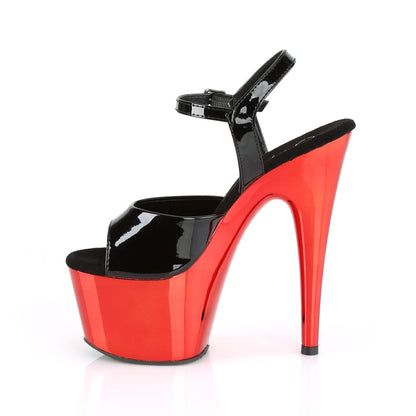 ADORE-709 Black Patent/Red Chrome Platform Sandal Pleaser