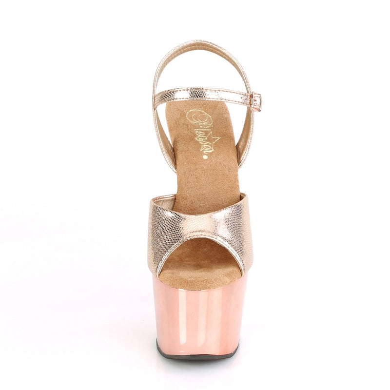 ADORE-709 Rose Gold Textured Metallic/RoseGold Chrome Platform Sandal Pleaser US Size (Women's): 5