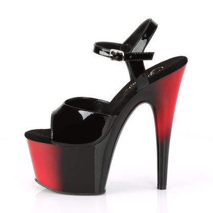 ADORE-709BR Black Patent/Red-Black Platform Sandal Pleaser