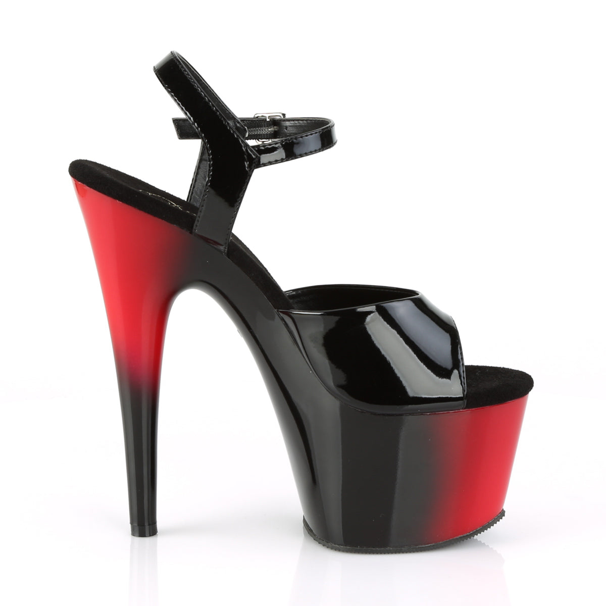 ADORE-709BR Black Patent/Red-Black Platform Sandal Pleaser