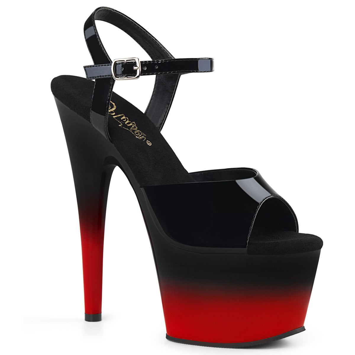 ADORE-709BR-H Black Patent-Red Platform Sandal Pleaser
