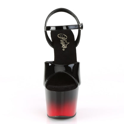 ADORE-709BR-H Black Patent-Red Platform Sandal Pleaser