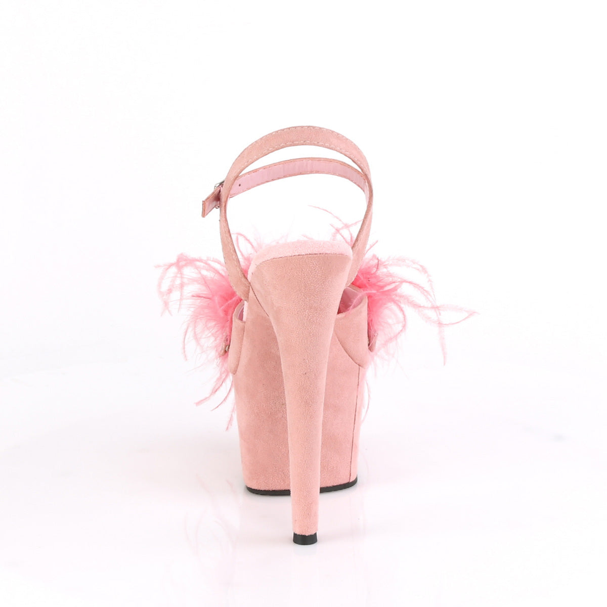 ADORE-709F Baby Pink Faux Suede-Feather/Baby Pink Faux Suede Platform Sandal Pleaser