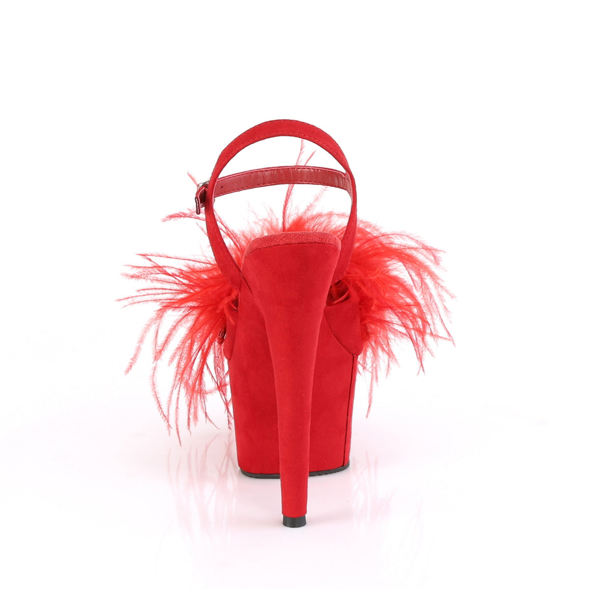 ADORE-709F Red Faux Suede-Feather/Red Faux Suede Platform Sandal Pleaser