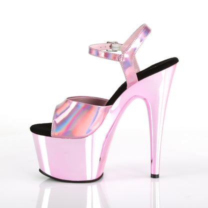 ADORE-709HGCH Baby Pink Hologram/Baby Pink Chrome Platform Sandal Pleaser