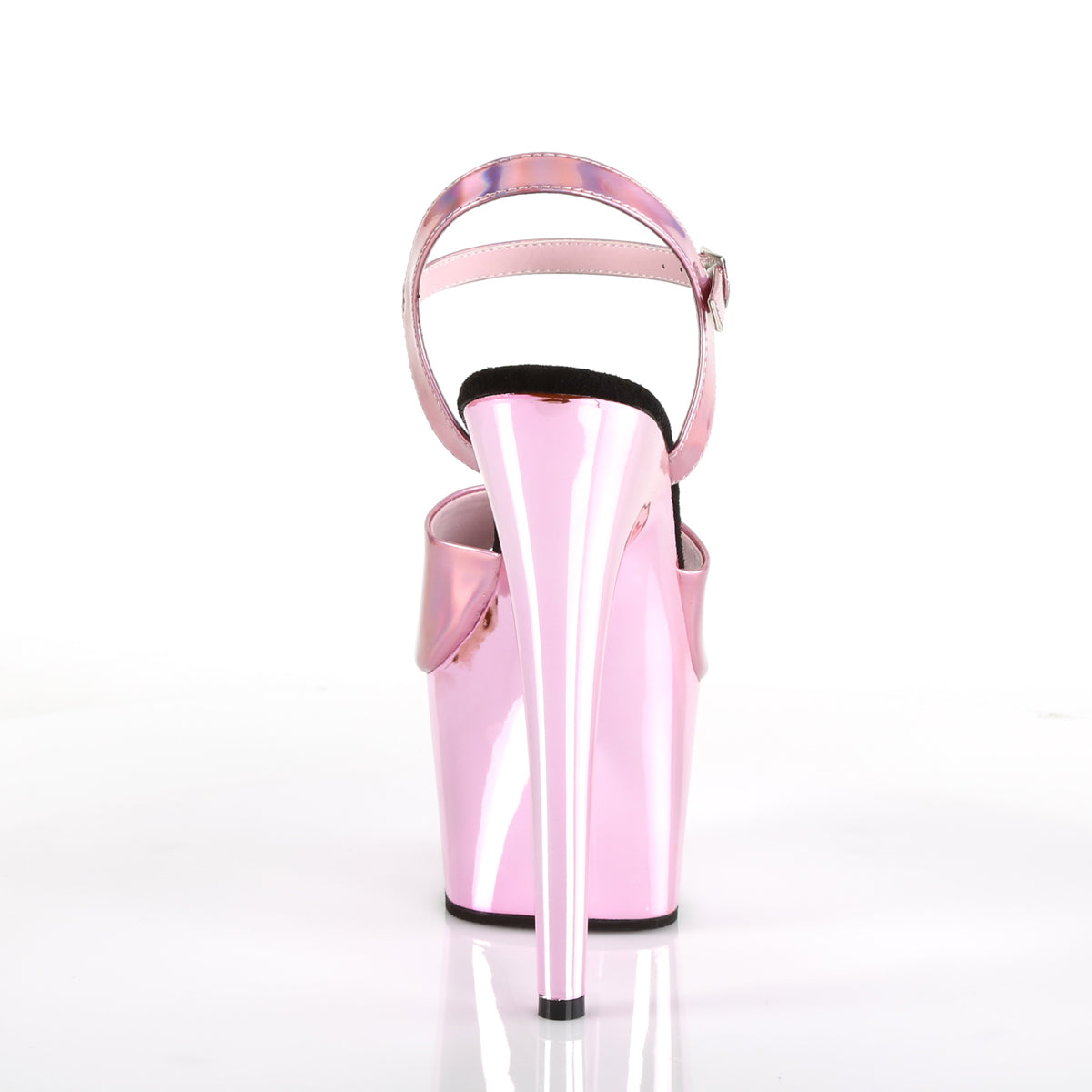 ADORE-709HGCH Baby Pink Hologram/Baby Pink Chrome Platform Sandal Pleaser