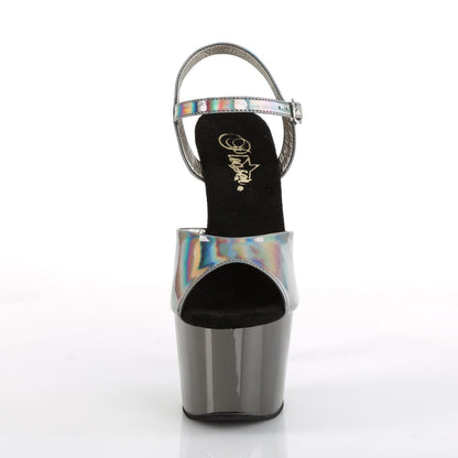 ADORE-709HGCH Pewter Hologram/Pewter Chrome Platform Sandal Pleaser