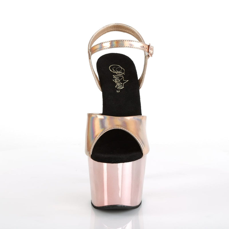 ADORE-709HGCH Rose Gold Hologram/Rose Gold Chrome Platform Sandal Pleaser US Size (Women's): 5