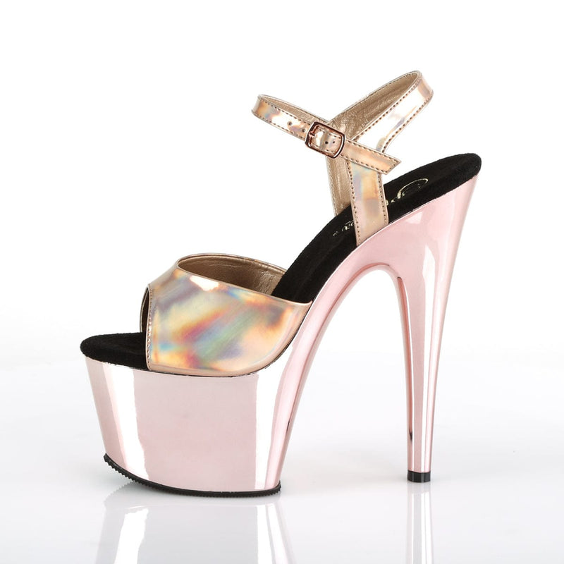 ADORE-709HGCH Rose Gold Hologram/Rose Gold Chrome Platform Sandal Pleaser US Size (Women's): 5