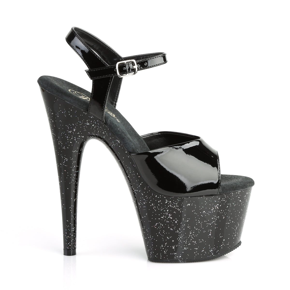 ADORE-709MG Black Patent Platform Sandal Pleaser