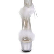 ADORE-724F Clear-White Fur/White Fur Platform Sandal Pleaser US Size (Women's): 5