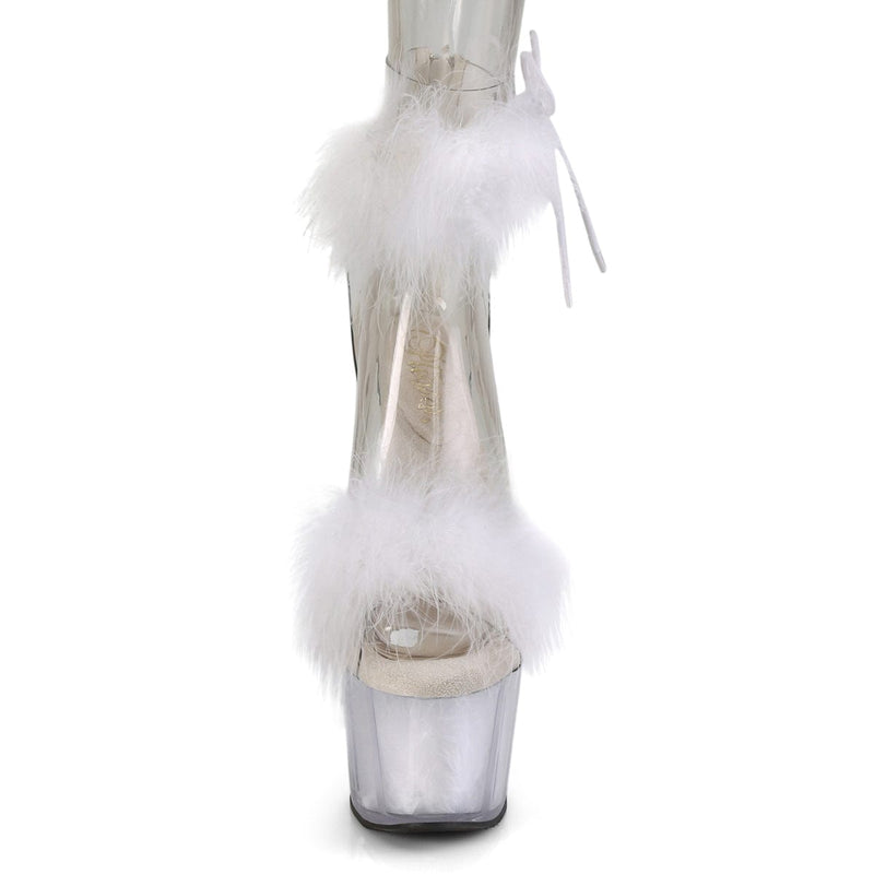ADORE-724F Clear-White Fur/White Fur Platform Sandal Pleaser US Size (Women's): 5