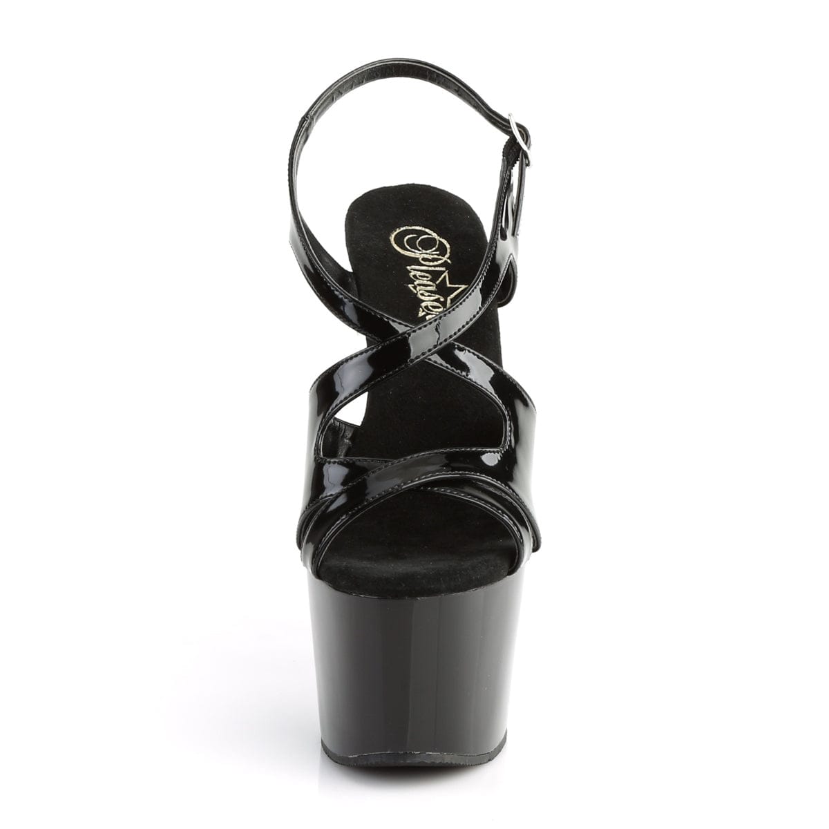ADORE-730 Black Patent Platform Sandal Pleaser