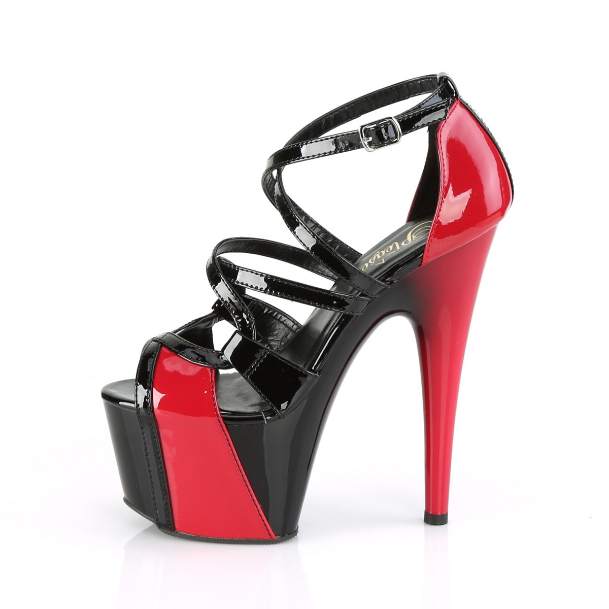 ADORE-764 Black-Red Patent/Black-Red Platform Sandal Pleaser