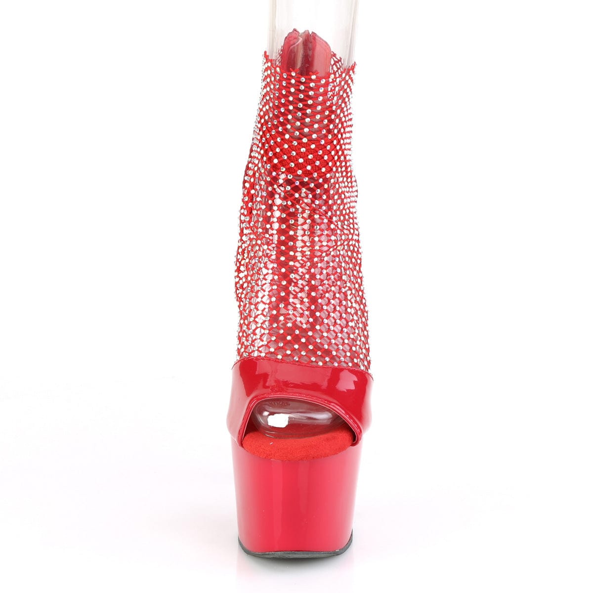 ADORE-765RM Red Patent -Rhinestones Mesh/Red Platform Sandal Pleaser US Size (Women's): 5