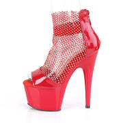 ADORE-765RM Red Patent -Rhinestones Mesh/Red Platform Sandal Pleaser US Size (Women's): 5