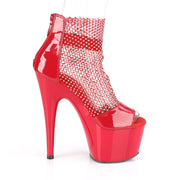 ADORE-765RM Red Patent -Rhinestones Mesh/Red Platform Sandal Pleaser US Size (Women's): 5