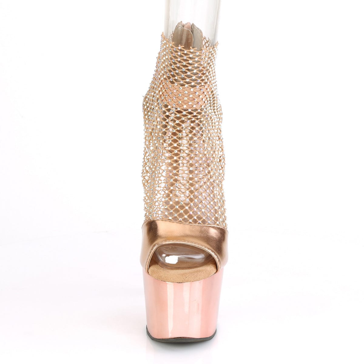ADORE-765RM R.Gold Metallic Pu-Rhinestones Mesh/R.Gold Chrome Platform Sandal Pleaser US Size (Women's): 5