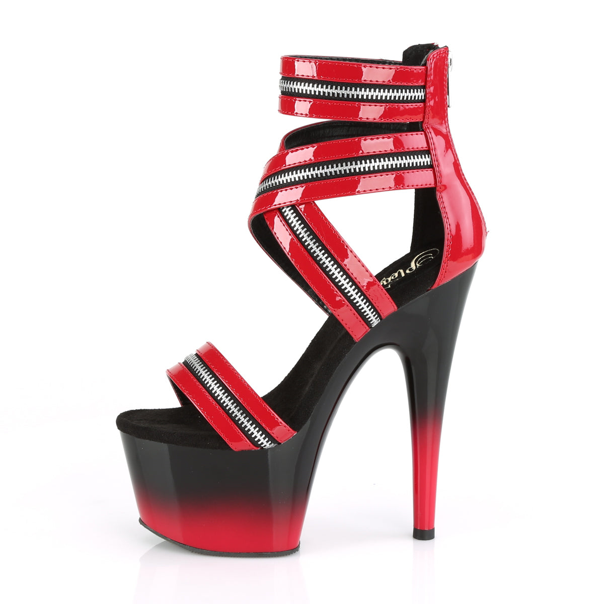 ADORE-766 Red Patent/Black-Red Platform Sandal Pleaser