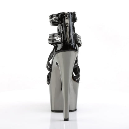 ADORE-767 Black/Pewter Chrome Platform Sandal Pleaser