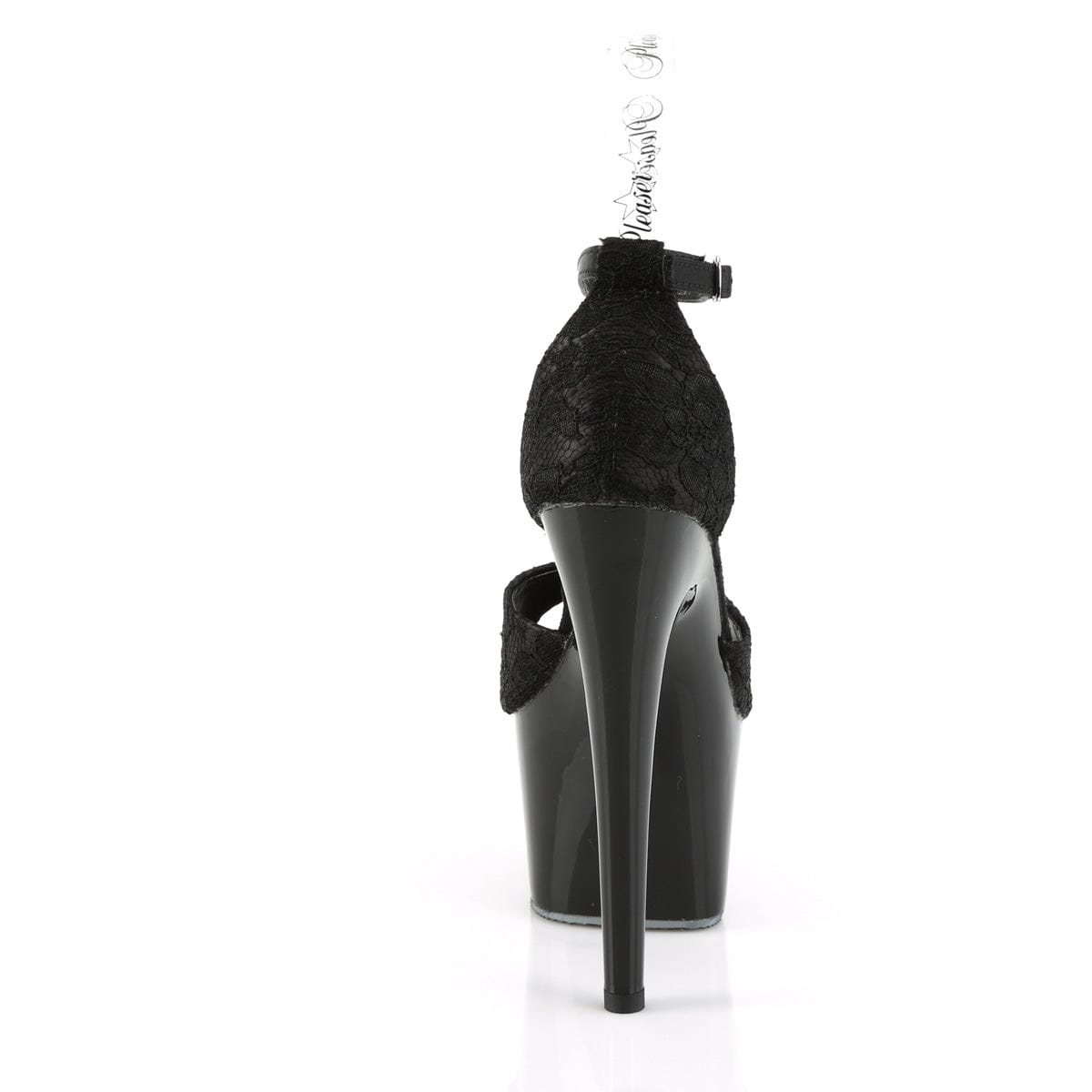 ADORE-768 Black Satin-Black Lace/Black Platform Sandal Pleaser US Size (Women's): 5