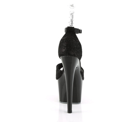 ADORE-768 Black Satin-Black Lace/Black Platform Sandal Pleaser