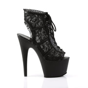 ADORE-796LC Black Mesh Lace/Black Matte Boot Pleaser US Size (Women's): 5