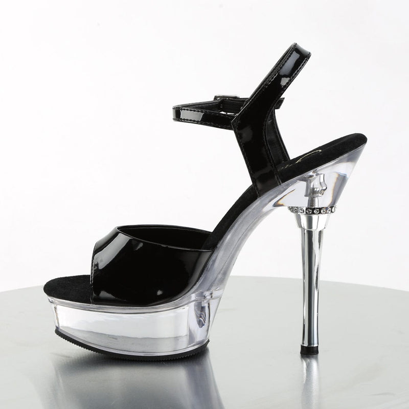 ALLURE-609 Black Patent/Clear Platform Sandal Pleaser US Size (Women's): 5