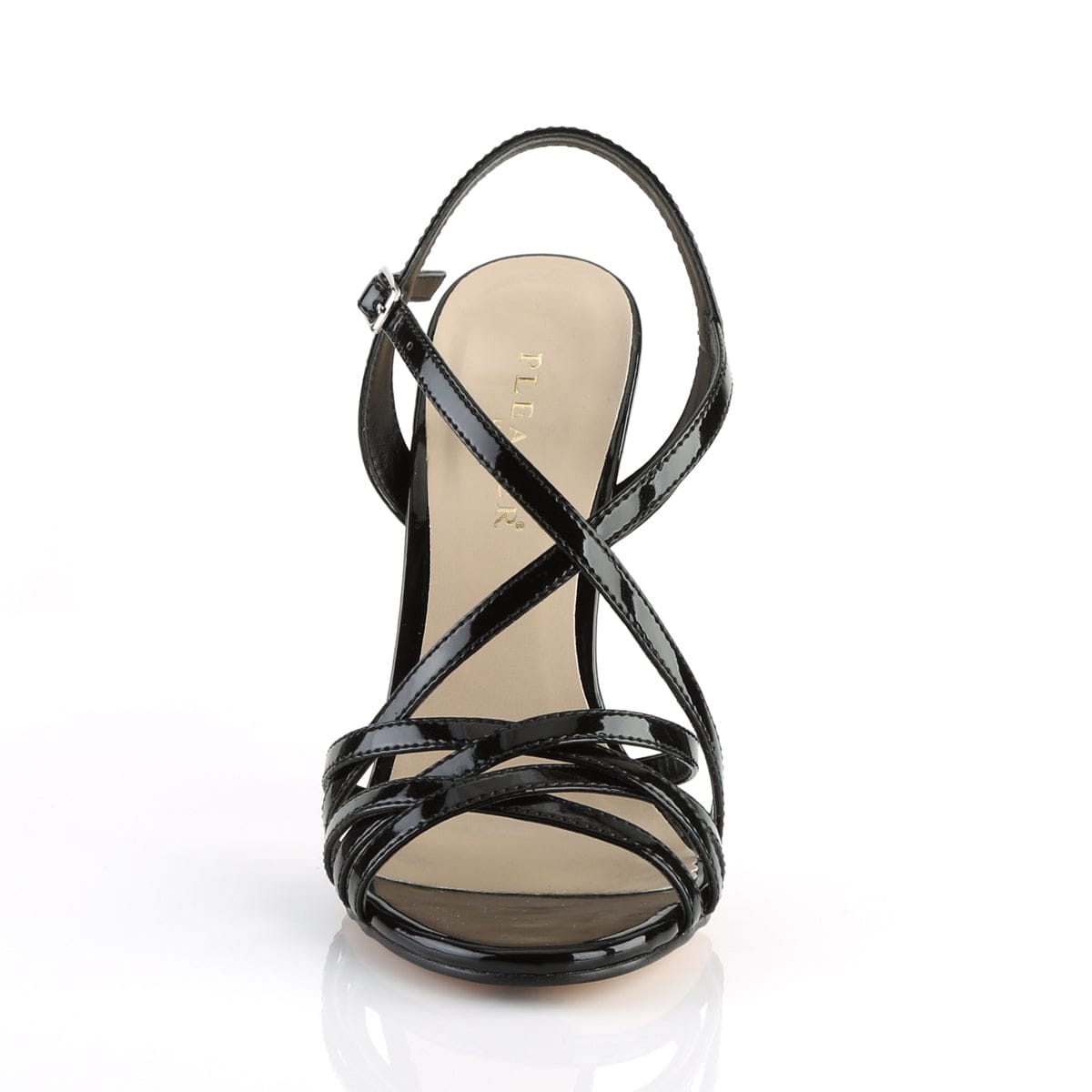 AMUSE-13 Black Patent Sandal Pleaser