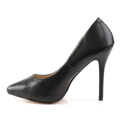 AMUSE-20 Black Faux Leather Pump Pleaser