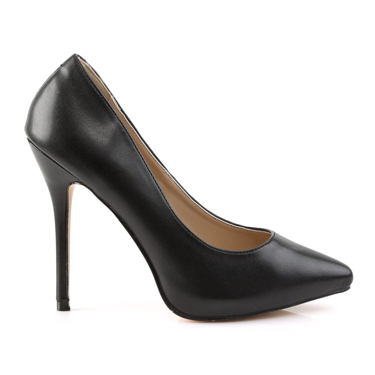 AMUSE-20 Black Faux Leather Pump Pleaser