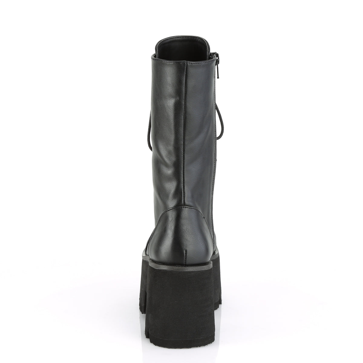 ASHES-105 Black Vegan Leather Mid-Calf Boot Demonia