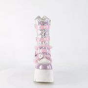 ASHES-120 Baby Pink-Lavender Hologram graphic Patent Mid-Calf Boot Demonia US Size (Women's): 6