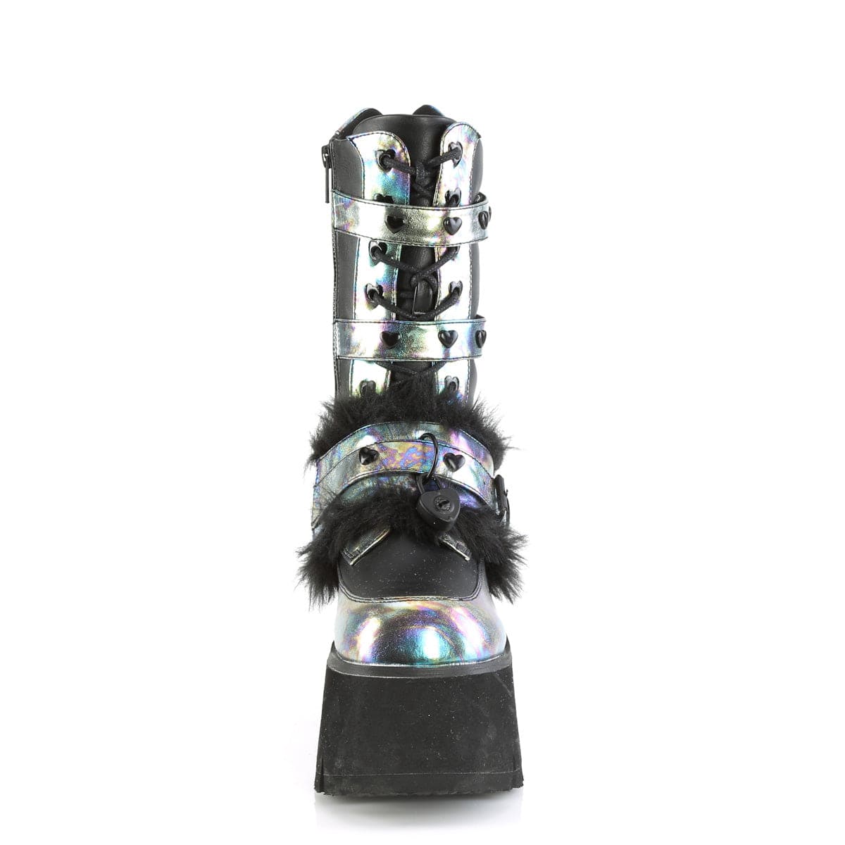 ASHES-120 Black Vegan Le Green Multi Oil Mid-Calf Boot Demonia US Size (Women's): 6