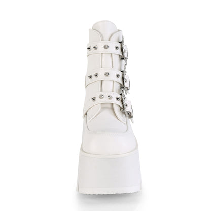 ASHES-55 White Vegan Leather Ankle Boot Demonia