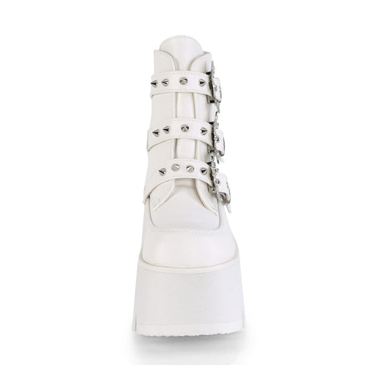 ASHES-55 White Vegan Leather Ankle Boot Demonia US Size (Women's): 6